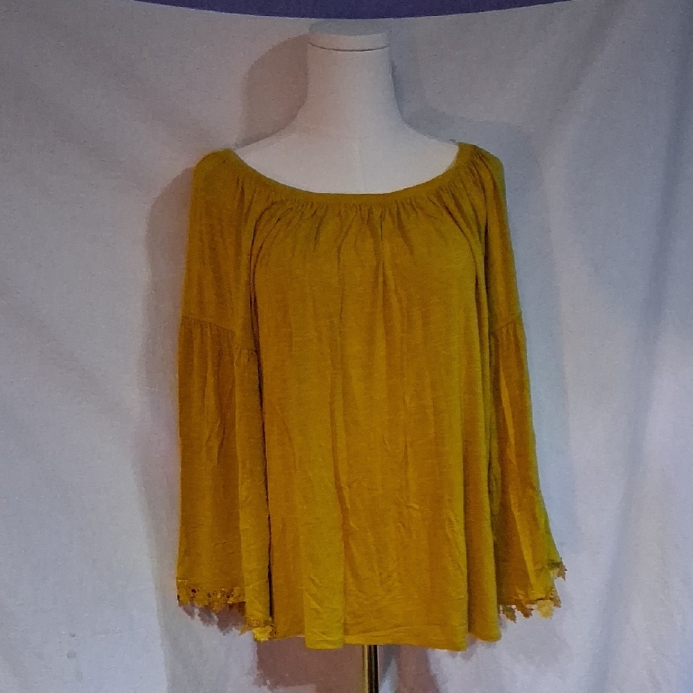 Heartsoul Women's Mustard Yellow Top With Embor